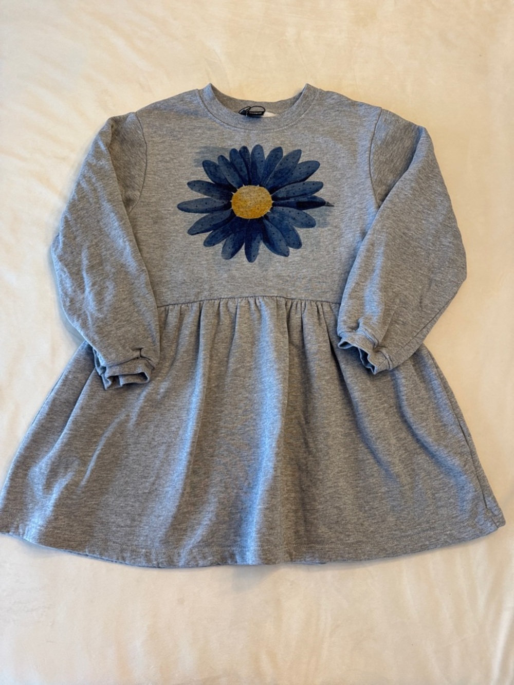 EUC! Desigual Gray Dress with Blue Flower and Yellow Center, sz 9-10 - Picture 3 of 7